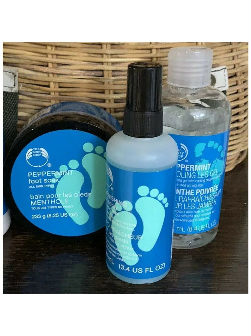 The Body Shop Peppermint Foot soak Cooling lotion gel lot rare Lot 3